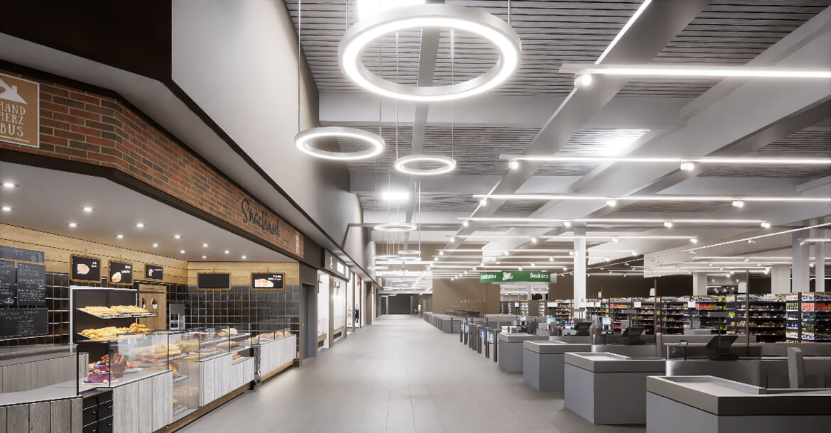 In den Stadtraum integriertes Einzelhandelszentrum