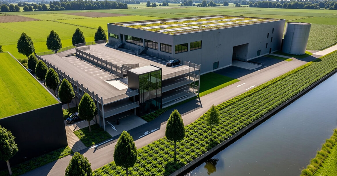 Luftaufnahme des Logistikzentrums Logreen Logistics